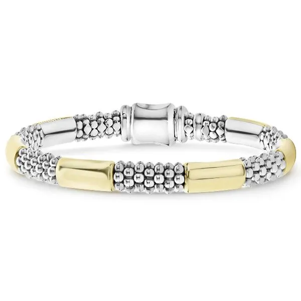 Two Tone Smooth Station Bracelet Baxter's Fine Jewelry Warwick, RI
