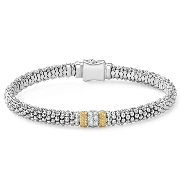 Two Tone Single Station Diamond Caviar Bracelet Baxter's Fine Jewelry Warwick, RI