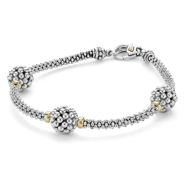 Three Station Caviar Beaded Bracelet thumb image 2