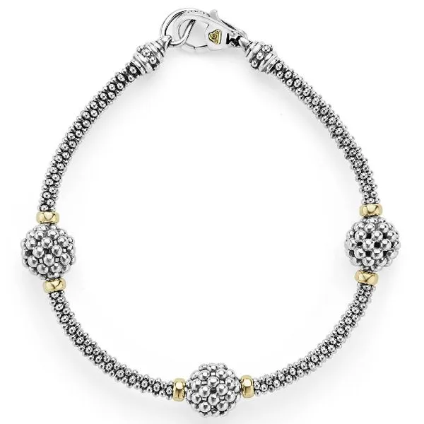 Three Station Caviar Beaded Bracelet thumb image 1