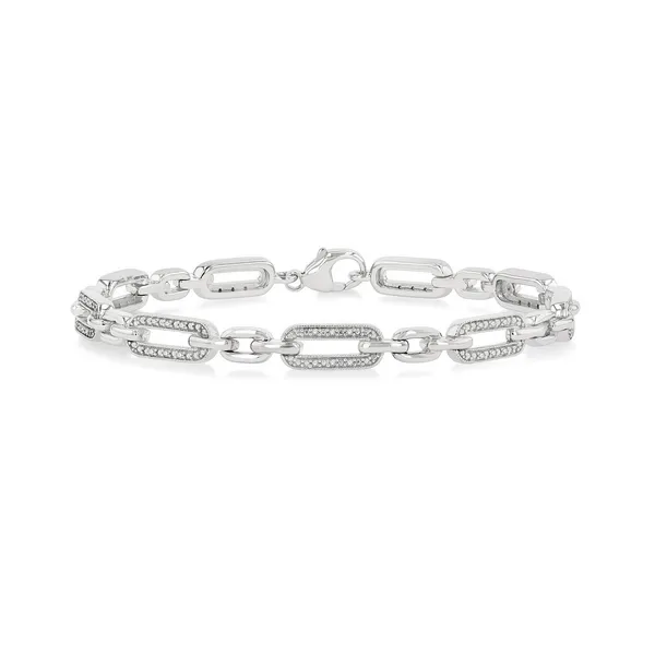 Silver Paper Clip Diamond Fashion Bracelet Baxter's Fine Jewelry Warwick, RI