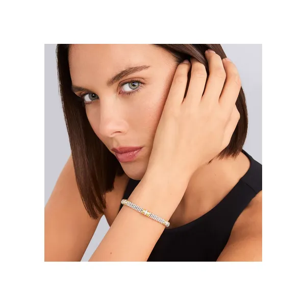 Triple Diamond Station Caviar Bracelet | 6mm Image 2 Baxter's Fine Jewelry Warwick, RI