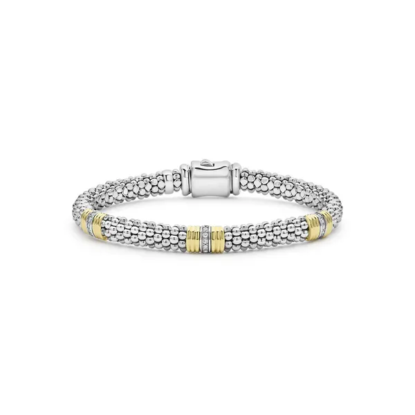 Triple Diamond Station Caviar Bracelet | 6mm Baxter's Fine Jewelry Warwick, RI