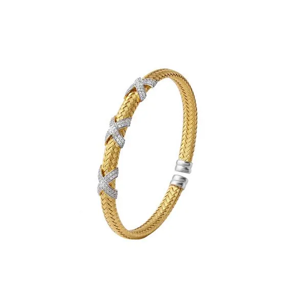 Sterling SIlver CZ Woven Cuff Bracelet Baxter's Fine Jewelry Warwick, RI