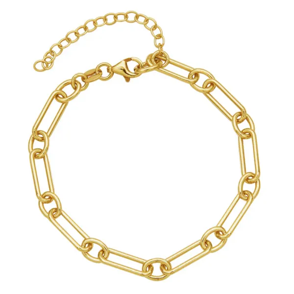 Sterling Silver Yellow Gold Plated Paperclip Bracelet Baxter's Fine Jewelry Warwick, RI