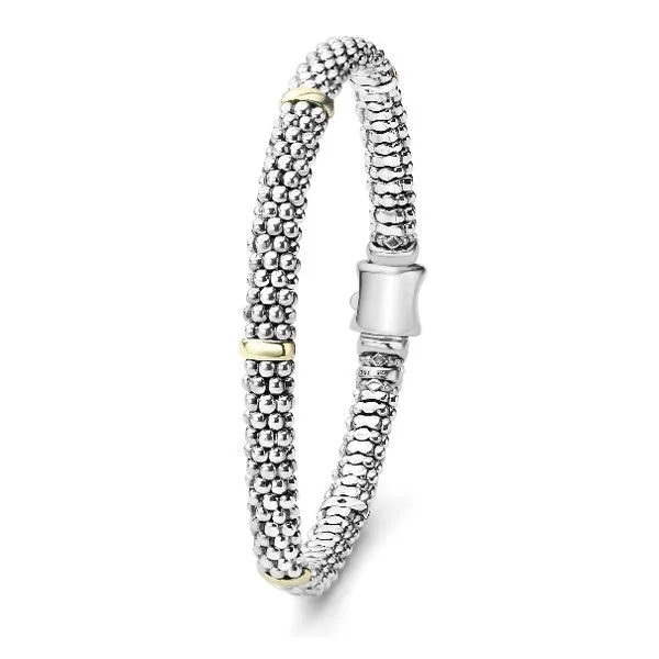 Five Gold Station Caviar Bracelet Image 2 Baxter's Fine Jewelry Warwick, RI