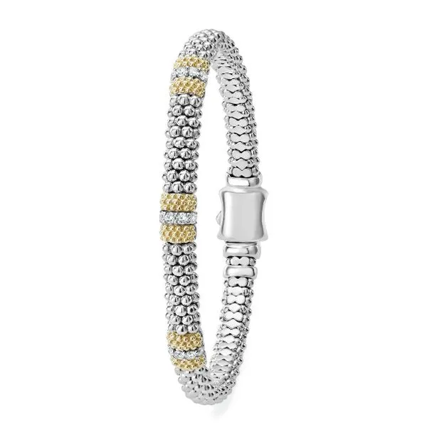 Three Station Diamond Caviar Bracelet
