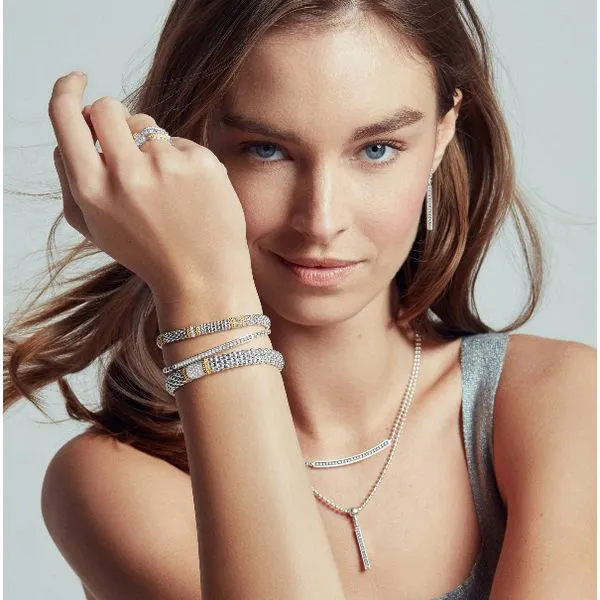 Three Station Diamond Caviar Bracelet
