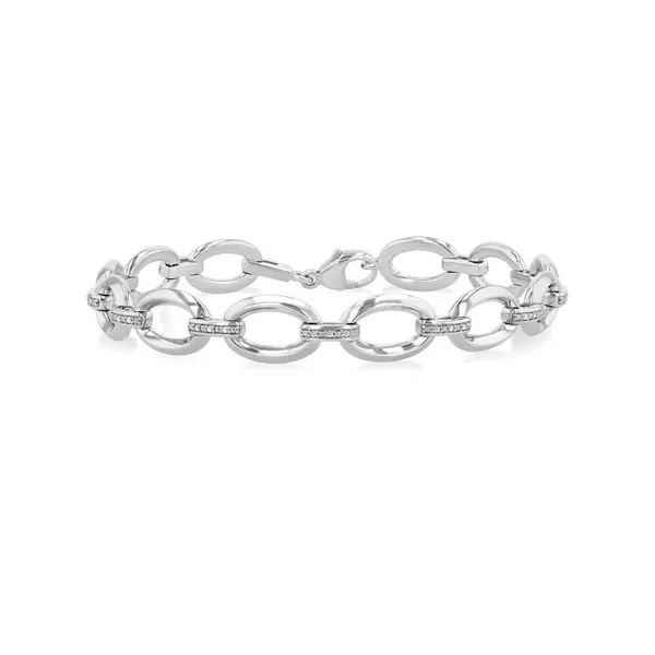 Silver Bold Oval Shape Link Diamond Fashion Bracelet Baxter's Fine Jewelry Warwick, RI