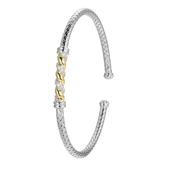 Two-Tone CZ Twisted Cuff Bracelet Baxter's Fine Jewelry Warwick, RI