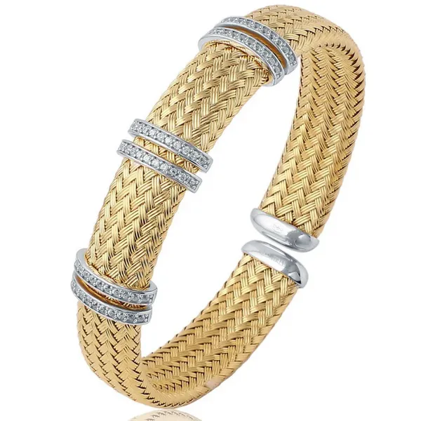 Sterling Silver Woven CZ Cuff Bracelet Baxter's Fine Jewelry Warwick, RI