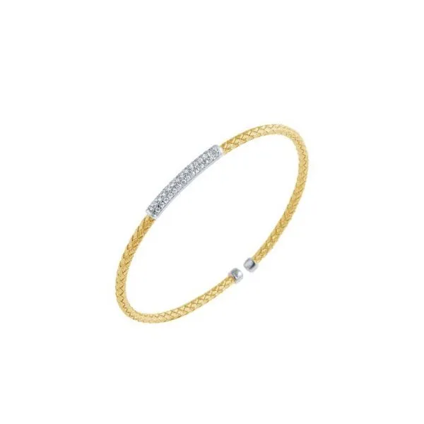 Sterling Silver Yellow Gold Plated Woven Cuff Bracelet Baxter's Fine Jewelry Warwick, RI