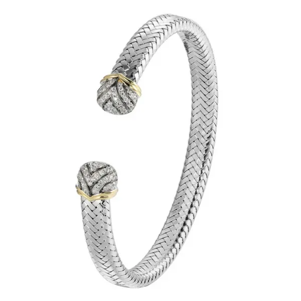 Sterling Silver Rhodium Plated CZ Cuff Bracelet Baxter's Fine Jewelry Warwick, RI