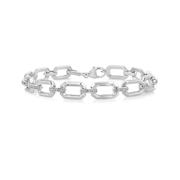Silver Bold Rectangular Shape Link Diamond Fashion Bracelet Baxter's Fine Jewelry Warwick, RI