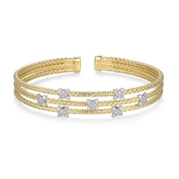Silver CZ Triple Row Cuff Bracelet