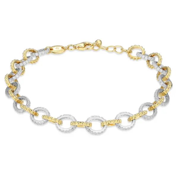 Two Tone CZ Open Link Bracelet