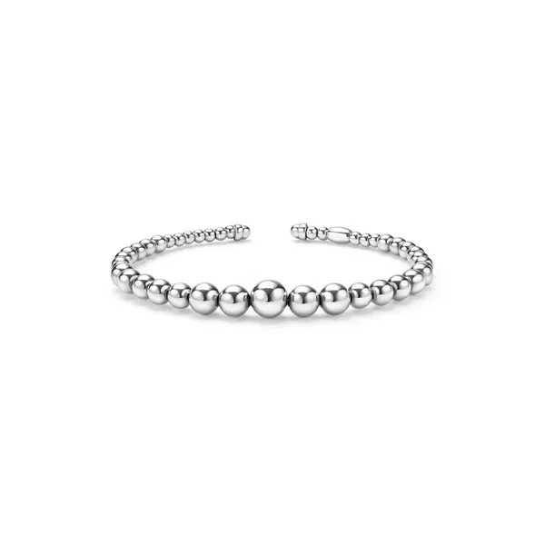 Silver Beaded Cuff Bracelet 7\