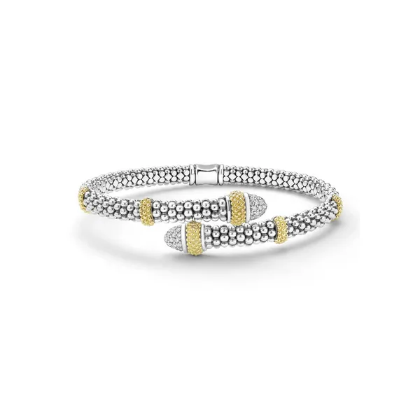 Two-Tone Caviar Diamond Versa Bypass Bracelet 7\