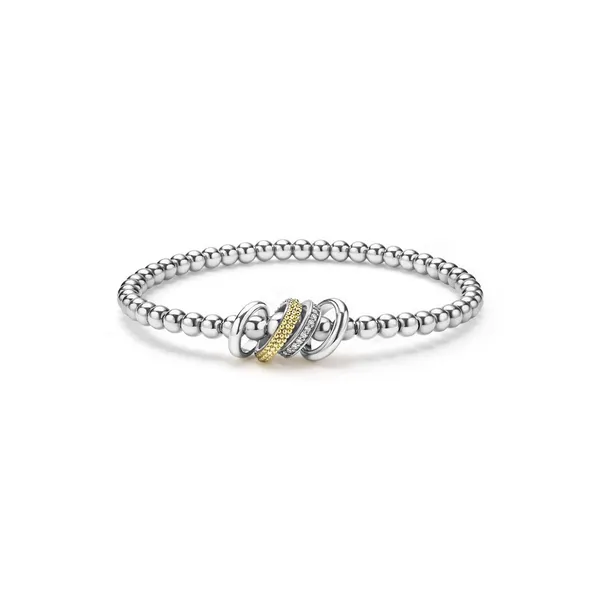 Two-Tone Four Ring Diamond Stretch Bracelet 7\