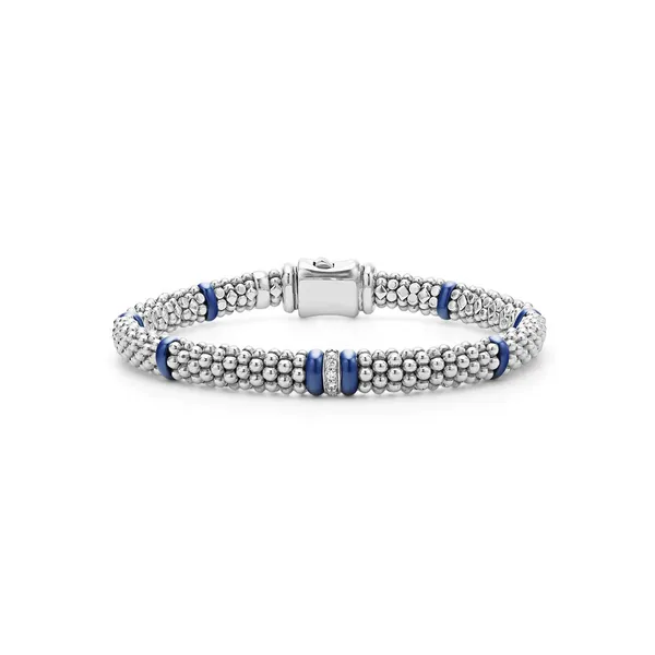 Single Station Diamond Caviar Bracelet | 6mm