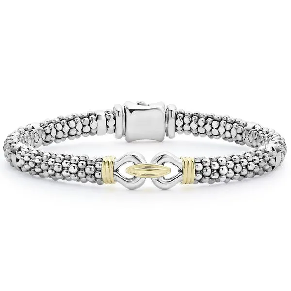 6mm Two Tone Caviar Buckle Bracelet