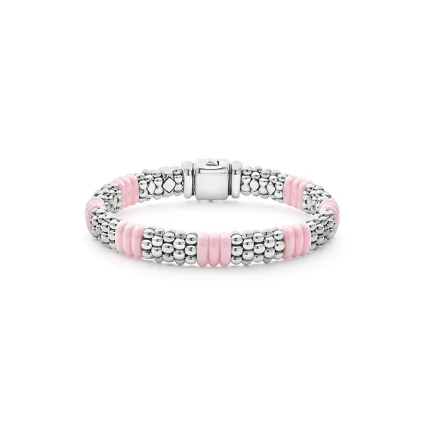 Pink Ceramic Caviar Beaded Bracelet | 9mm