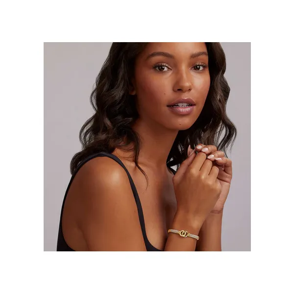 Two-Tone Interlocking Diamond Caviar Bracelet | 6mm