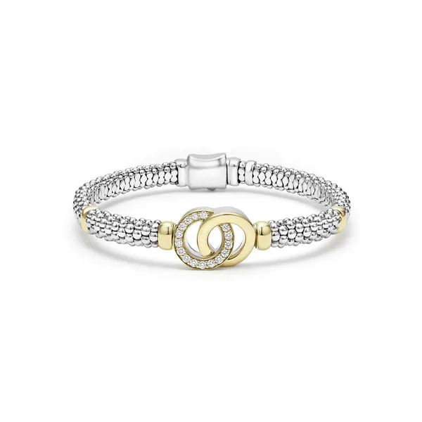 Two-Tone Interlocking Diamond Caviar Bracelet | 6mm
