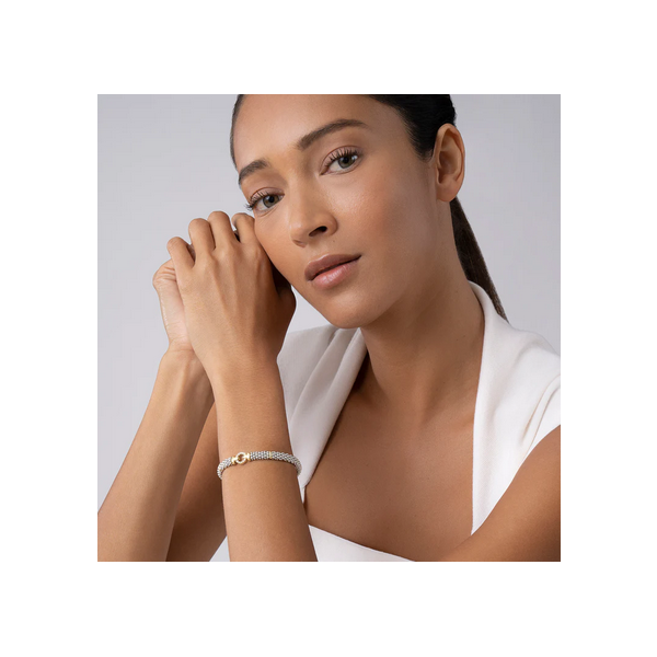 Two-Tone Diamond Circle Caviar Bracelet Image 2 Baxter's Fine Jewelry Warwick, RI