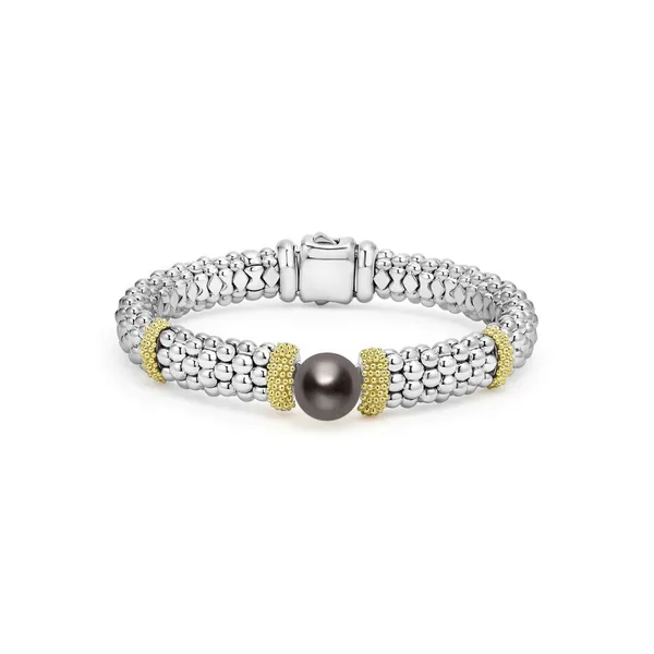 Two-Tone Tahitian Black Pearl Caviar Bracelet | 9mm