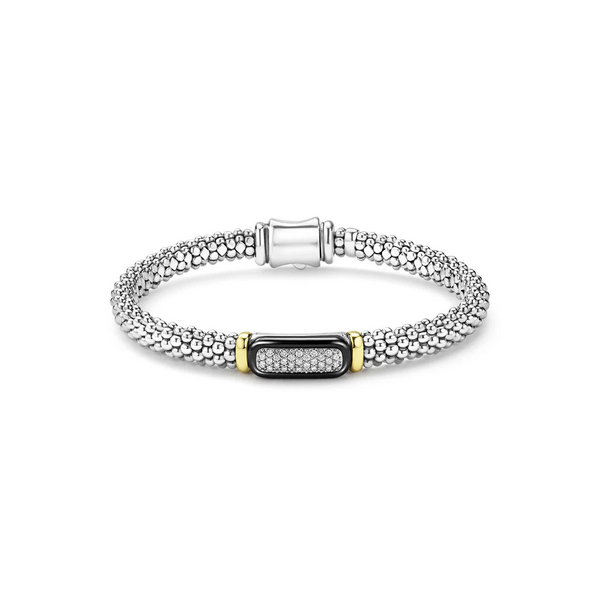 Two-Tone Black Ceramic Diamond Caviar Bracelet | 6mm Baxter's Fine Jewelry Warwick, RI