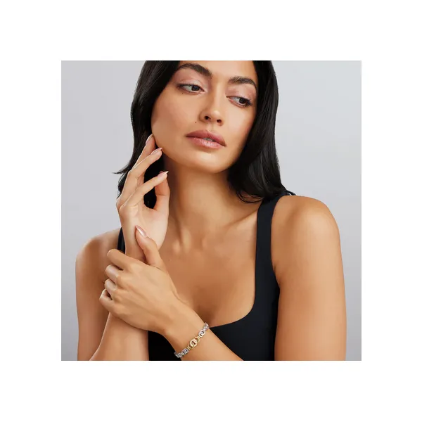 Two-Tone Interlocking Diamond Link Bracelet Image 2 Baxter's Fine Jewelry Warwick, RI