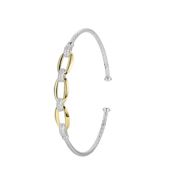 Two Tone Oval CZ Cuff Bracelet Baxter's Fine Jewelry Warwick, RI