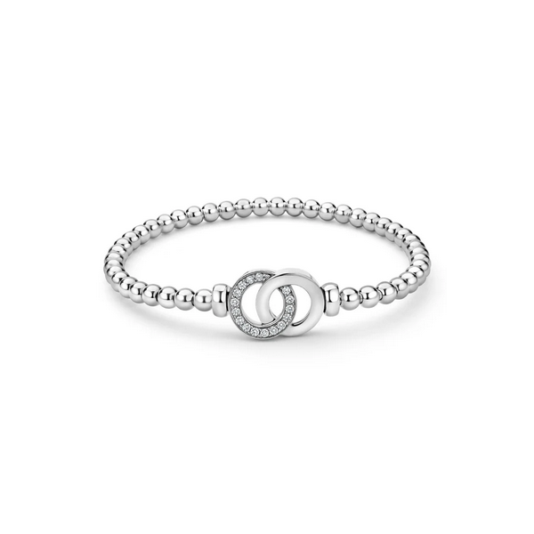 Silver Interlocking Diamond Stretch Bracelet Baxter's Fine Jewelry Warwick, RI