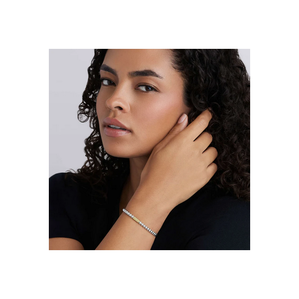 Two-Tone Caviar Icon Stretch Bracelet Image 2 Baxter's Fine Jewelry Warwick, RI