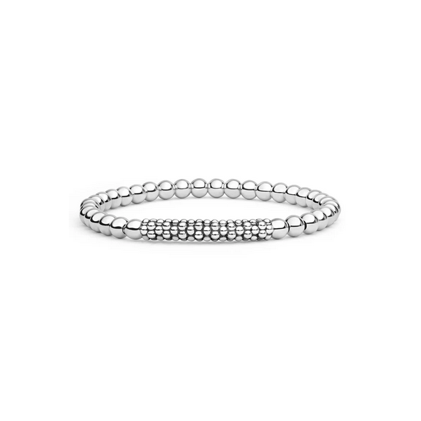 Silver Caviar Beaded Bar Stretch Bracelet Baxter's Fine Jewelry Warwick, RI