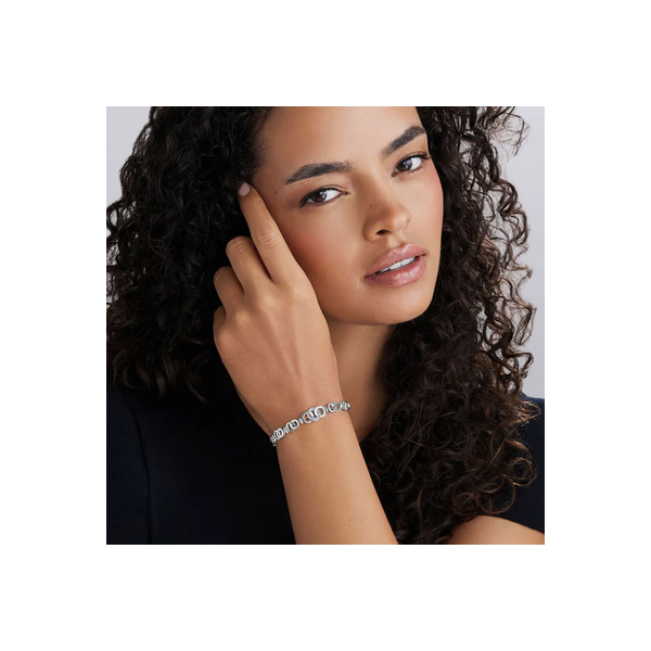 Silver Petite Interlocking Diamond Link Bracelet Image 2 Baxter's Fine Jewelry Warwick, RI