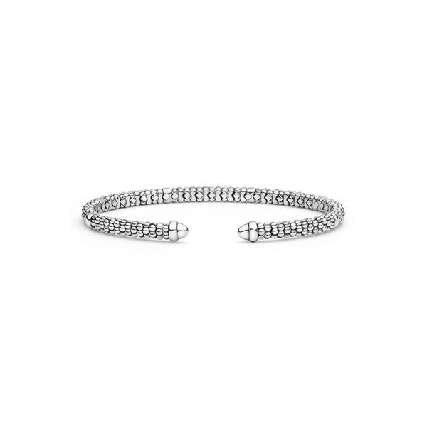 Silver Caviar Beaded Mini Versa Torque Bracelet | 3mm Baxter's Fine Jewelry Warwick, RI
