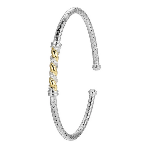 Two-Tone CZ Twisted Cuff Bracelet Baxter's Fine Jewelry Warwick, RI