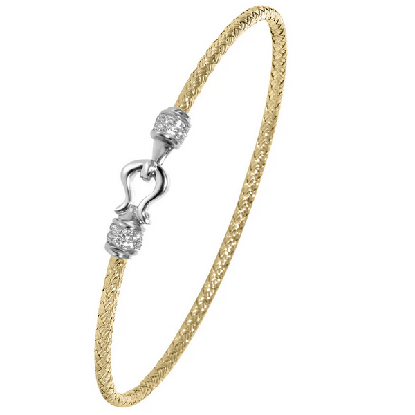 Sterling Silver 2mm Mesh Bangle with CZ Baxter's Fine Jewelry Warwick, RI