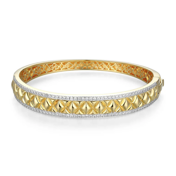 Yellow Gold Plated Quilted CZ Bangle Baxter's Fine Jewelry Warwick, RI