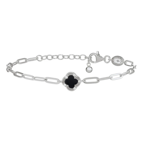 Sterling Silver Black Onyx CZ Bracelet Baxter's Fine Jewelry Warwick, RI
