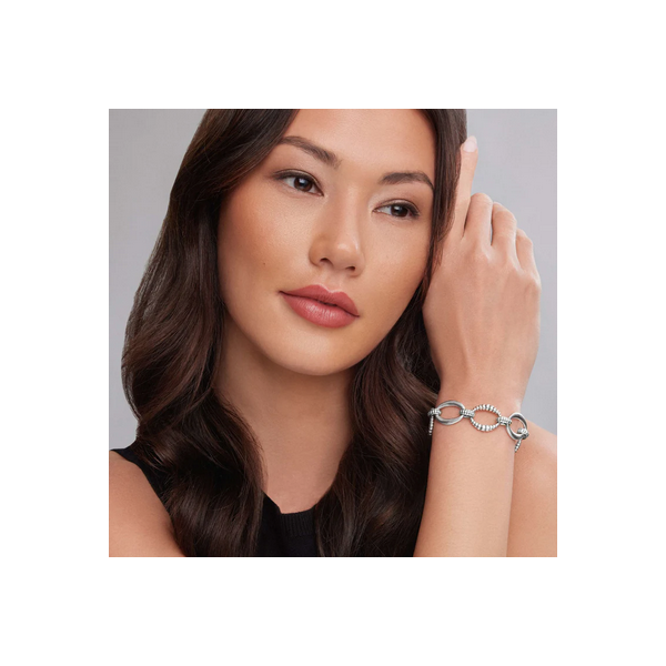 Sterling Silver Oval Fluted Link Bracelet | 19mm Image 2 Baxter's Fine Jewelry Warwick, RI