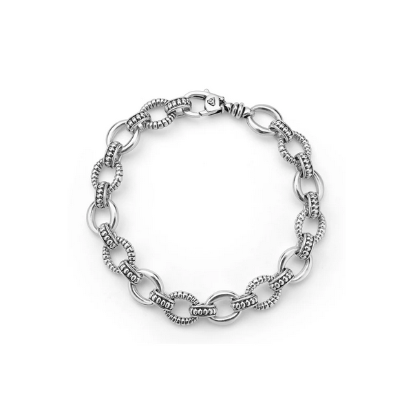 Sterling Silver Fluted Oval Link Bracelet Baxter's Fine Jewelry Warwick, RI