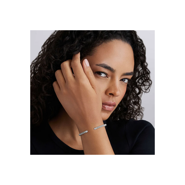 Silver Caviar Diamond Mini Versa Torque Bracelet | 3mm Image 2 Baxter's Fine Jewelry Warwick, RI