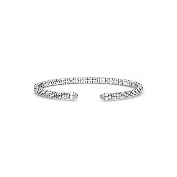 Silver Caviar Diamond Mini Versa Torque Bracelet | 3mm Baxter's Fine Jewelry Warwick, RI
