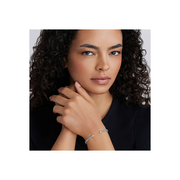 Silver Caviar Beaded Mini Versa Torque Bracelet | 3mm Image 2 Baxter's Fine Jewelry Warwick, RI