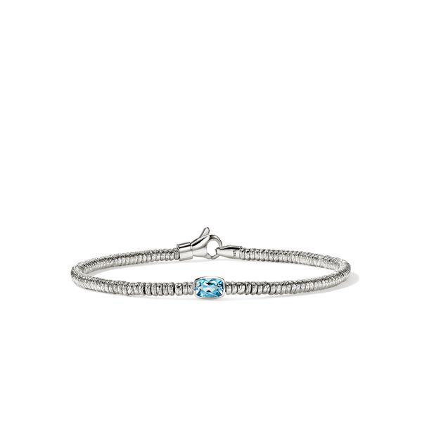 Heishi Gem Bracelet, Sterling Silver, Swiss Blue Topaz, 2.5MM Baxter's Fine Jewelry Warwick, RI