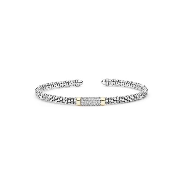 Two-Tone Medium Diamond Station Mini Versa Torque Bracelet | 3mm Baxter's Fine Jewelry Warwick, RI