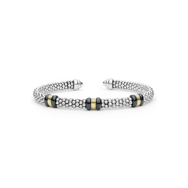 Two-Tone Three Station Black Ceramic Versa Torque Bracelet | 5mm Baxter's Fine Jewelry Warwick, RI